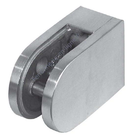 Pince à verre avec goupille de sécurité, 63x45mm, à fixer sur tube carré, inox (AISI 316), poli miroir