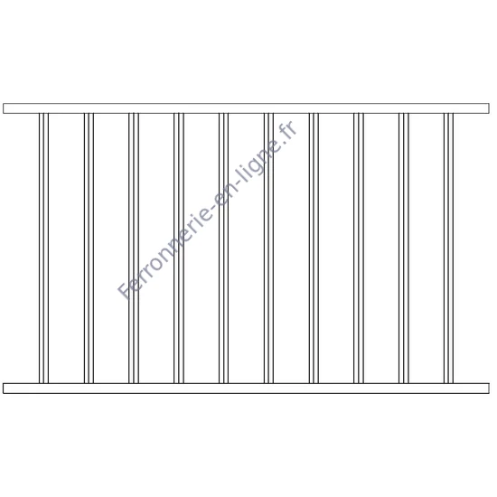 Panneau de clôture, barres : tube carré □20x20x1,5 mm, incliné, inox (AISI 316)