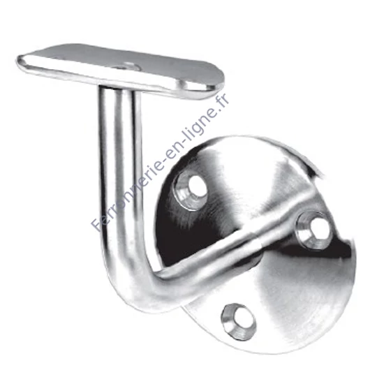 Support de main courante pour tube rond, inox (AISI 316), poli miroir