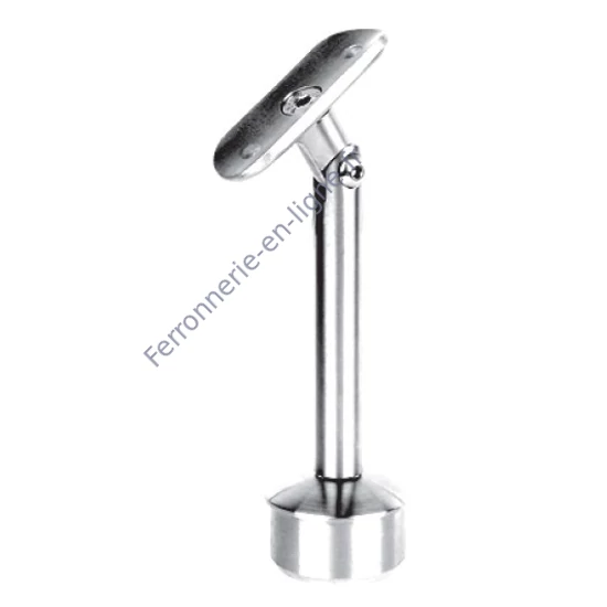 Support de main courante rond, pour tube rond, avec articulation, inox (AISI 316), poli miroir