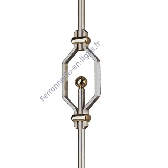 Barreau inox (AISI 304) avec décor en laiton