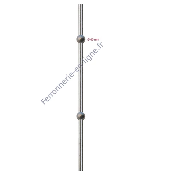 Poteau inox (AISI 304) avec boule (Ø60mm), différentes épaisseurs de matériau
