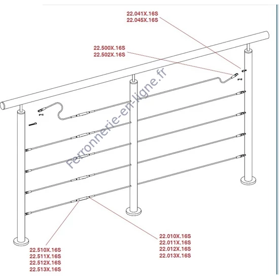 Tendeur de câble, avec filetage intérieur à droite, inox (AISI 316), différentes dimensions