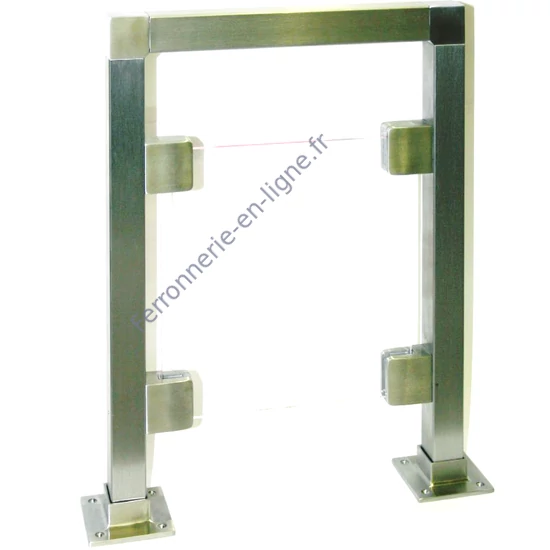 Pince à verre d'angle avec goupille de sécurité 55x55mm à fixer sur tube rond, inox (AISI 316)
