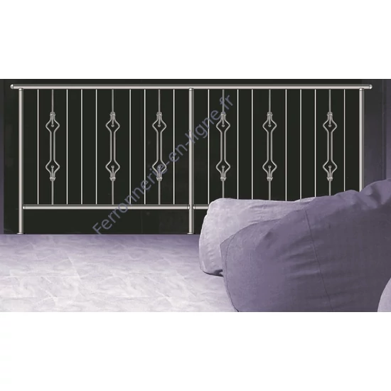 Barreau inox (AISI 304) avec décor en laiton
