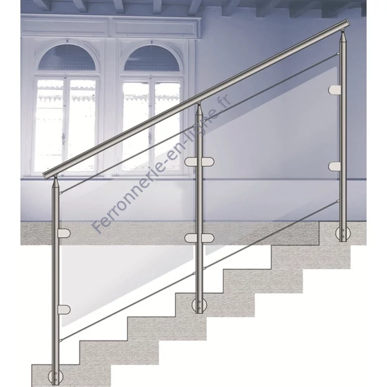 Garde-corps en verre inox avec câble inox