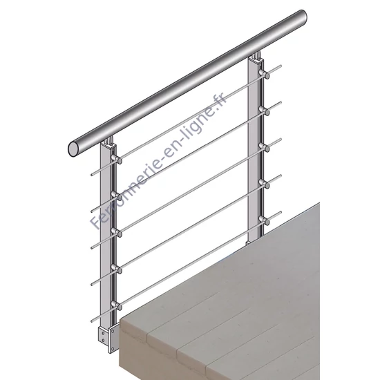 Garde-corps inox avec poteau rectangulaire