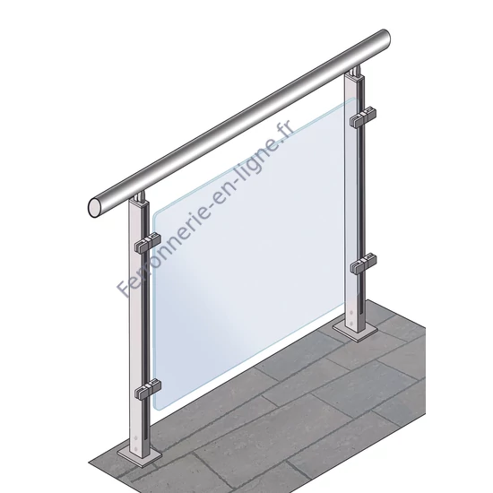 Garde-corps en verre inox avec poteaux rectangulaires