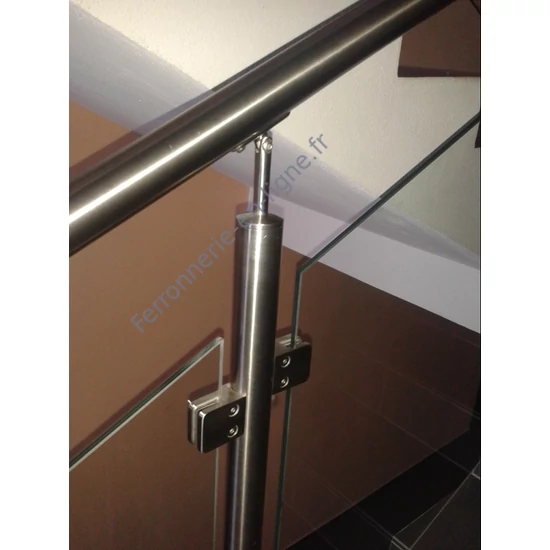 Pince à verre 45x45mm à fixer sur tube rond, inox (AISI 316), différentes dimensions