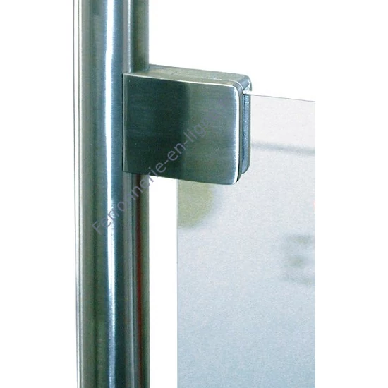 Pince à verre d'angle avec goupille de sécurité 55x55mm à fixer sur tube rond, inox (AISI 316)