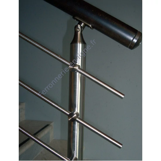 Support de main courante rond, pour tube rond, articulé, inox (AISI 304), différentes dimensions