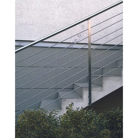 Poteau inox avec ancrage mural, supports de barre traversante intérieure (Ø12) et support de main courante articulé, acier inoxydable (AISI 304), différentes dimensions
