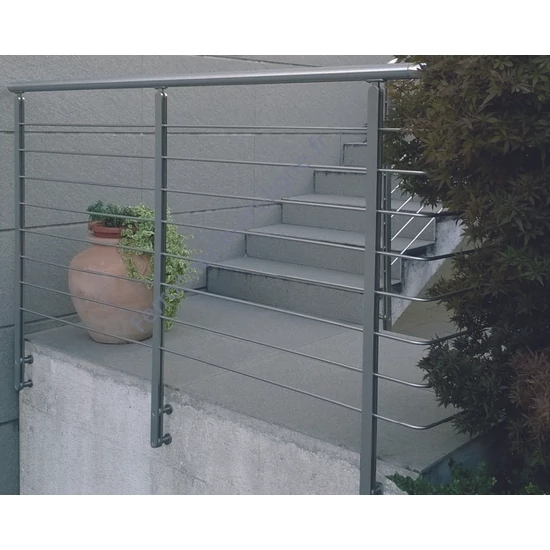 Poteau inox avec ancrage mural, supports de barre traversante intérieure (Ø12) et support de main courante articulé, acier inoxydable (AISI 304), différentes dimensions