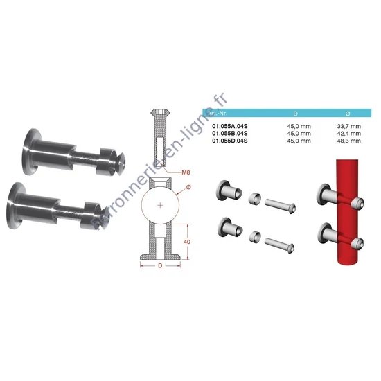 Platine de fixation laterale, inox (AISI 304), différentes dimensions