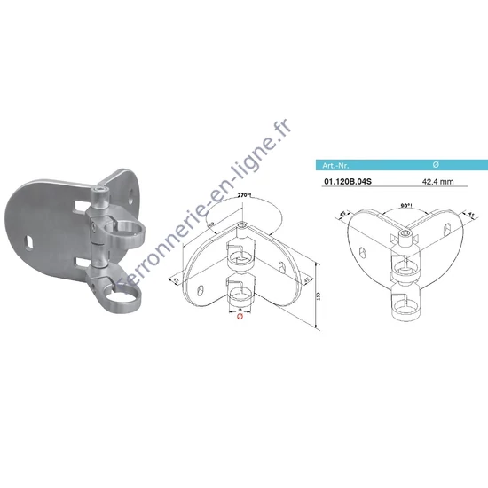 Platine de fixation laterale, inox (AISI 304)