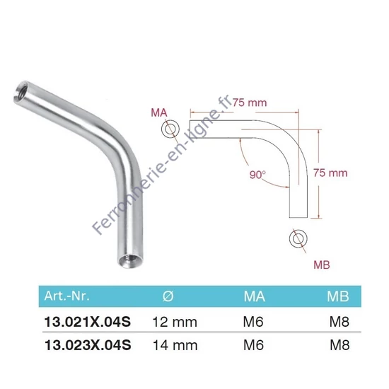Pivot 90°, inox (AISI 304)