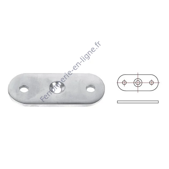 Plaque de support pour tube carré, inox (AISI 304)