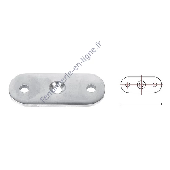 Plaque de support pour tube carré, inox (AISI 316)