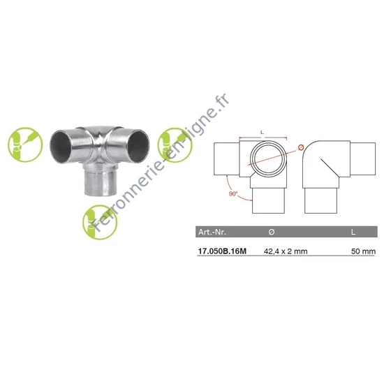 Raccord, inox (AISI 316), poli miroir