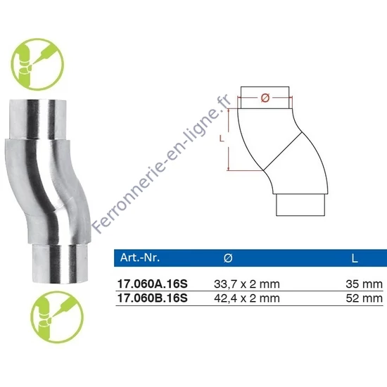 Raccord orientable, inox (AISI 316), différentes dimensions