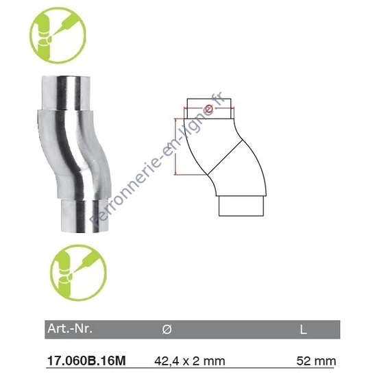 Raccord orientable, inox (AISI 316), poli miroir