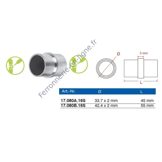 Raccord, inox (AISI 316), différentes dimensions