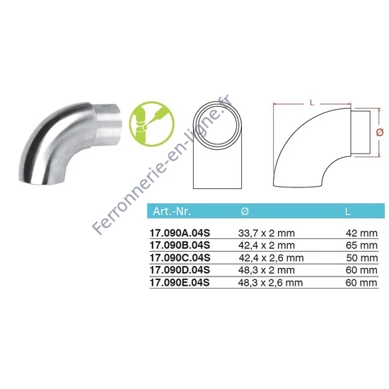 Embout, inox (AISI 304), différentes dimensions