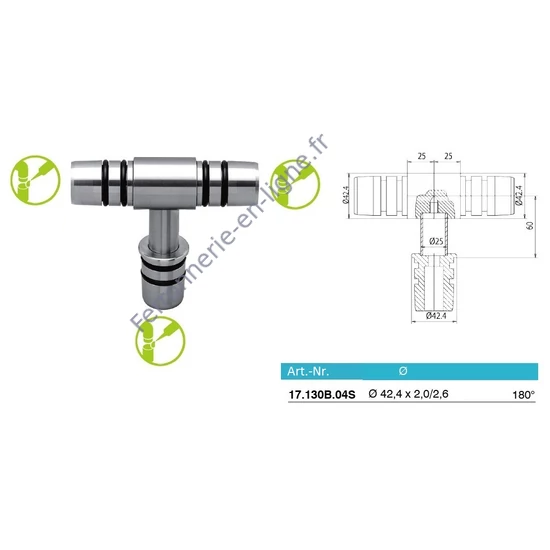 Raccord en T, inox (AISI 304)