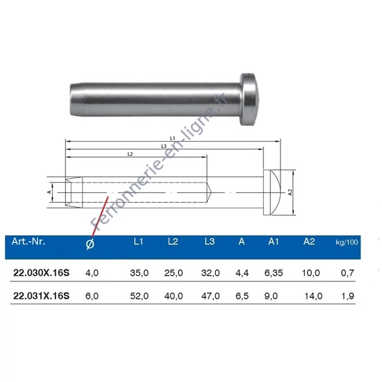 Embout pour tendeur de câble, inox (AISI 316), différentes dimensions