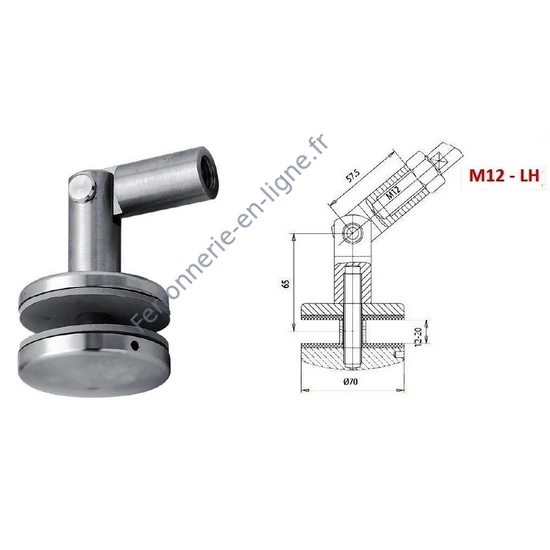 Fixation panneau de verre, pouvant être fixé au timon, inox (AISI 316)
