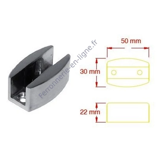 Guide au sol pour verre, inox (AISI 304)
