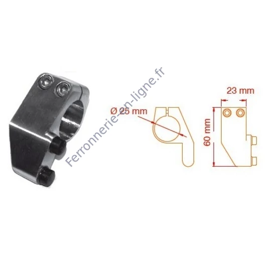 Butée, droite, pour tube rond, inox (AISI 304)