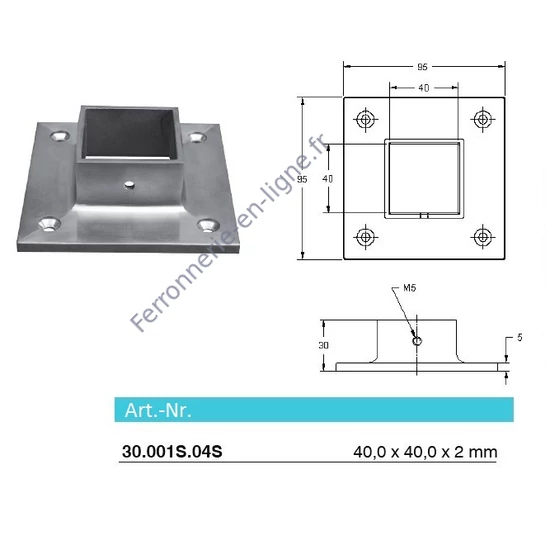 Platine murale, inox (AISI 304)