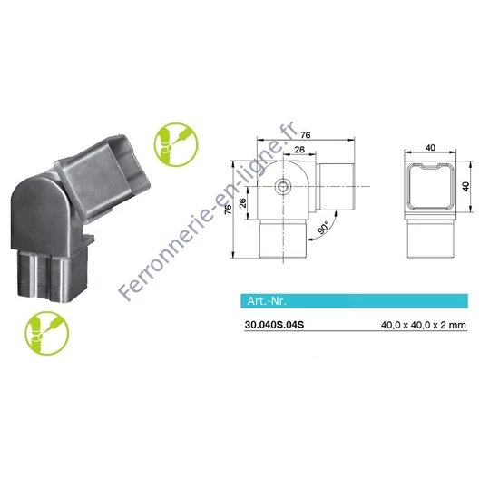 Raccord orientable, inox (AISI 304)