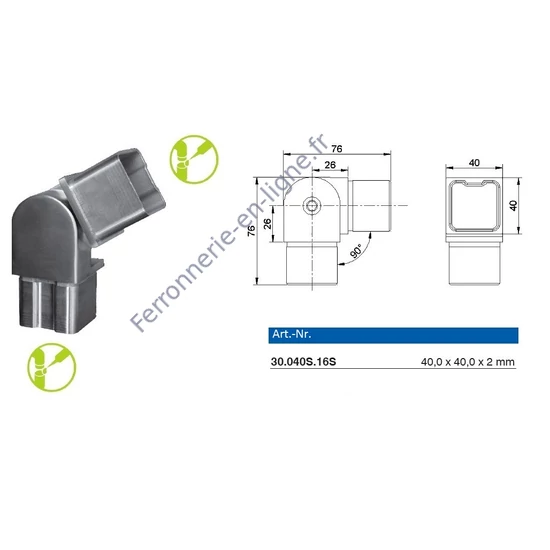 Raccord orientable, inox (AISI 316)