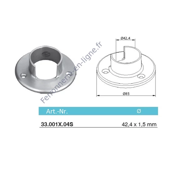 Platin murale pour tubes à rainure (AISI 304)