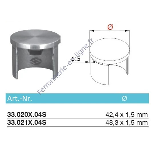 Embout pour tubes à rainure, en inox (AISI 304)