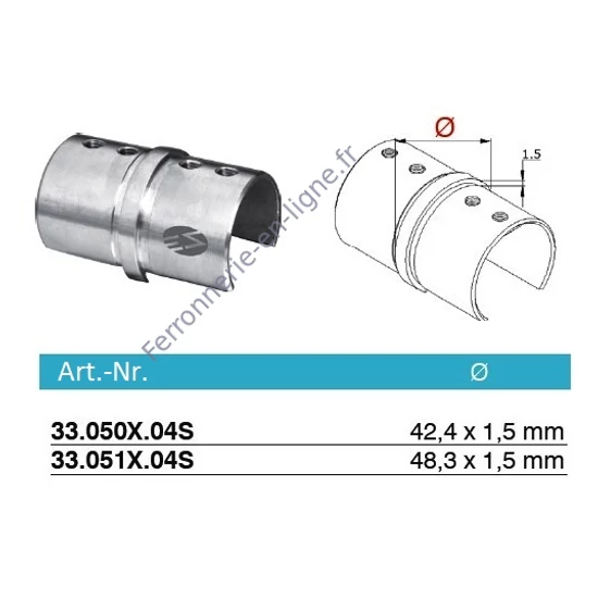 Raccord pour tubes à rainuré, inox (AISI 304)