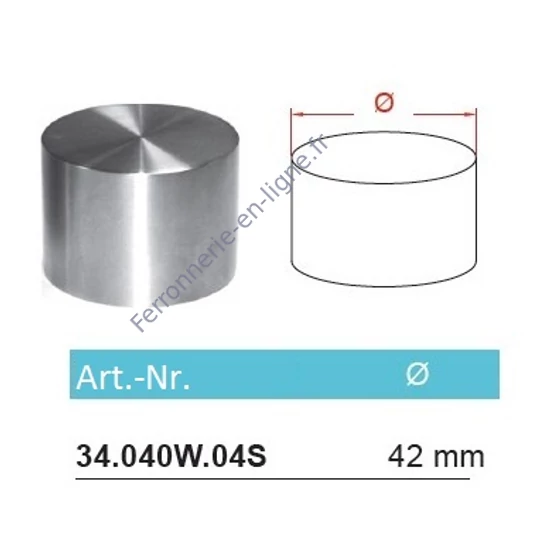 Embout, inox (AISI 304) pour main courante en bois