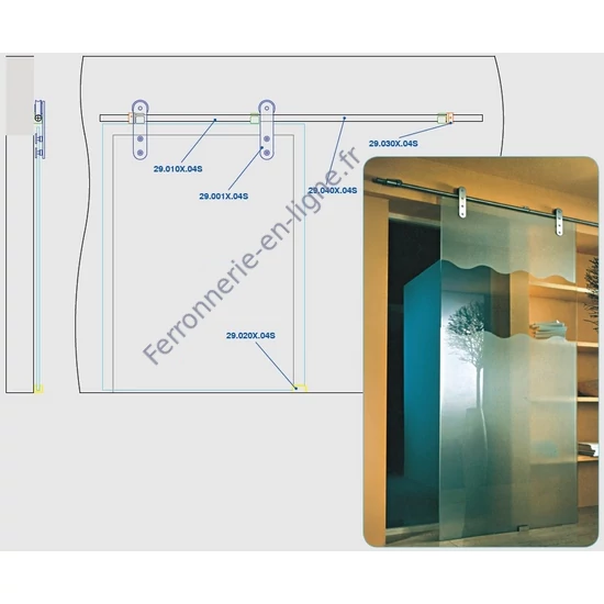 Guide au sol pour verre, inox (AISI 304)
