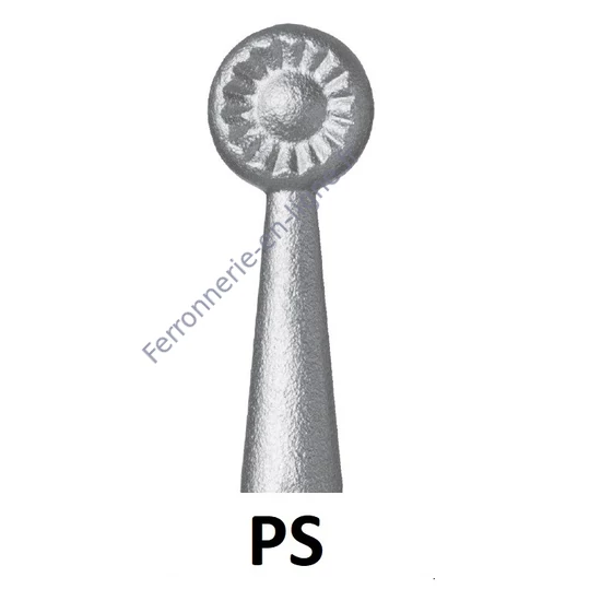 Volute en fer forgé avec extrémités de boule “soleil”
