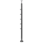 Poteau inox avec ancrage au sol, tube rond, rosace de couverture, 5 supports de barre traversante (Ø12 mm) et support de main courante (AISI 316), différentes dimensions