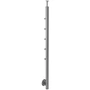 Poteau inox avec ancrage mural, tube rond, 5 support de barre transversale (Ø12mm) et support de main courante (AISI 304), différentes dimensions