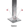 Poteau inox avec ancrage au sol, supports de barre traversante intérieure (Ø12) et support de main courante articulé, acier inoxydable (AISI 304), différentes dimensions