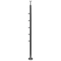Poteau inox avec ancrage au sol, tube rond, rosace de couverture, 5 supports de barre traversante (Ø12 mm) et support de main courante avec joint (AISI 316), différentes dimensions