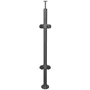 Poteau inox avec ancrage au sol, tube rond, rosace de couverture, 4 pinces à verre et support de main courante (AISI 304), différentes dimensions