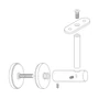Support de main courante pour tubes ronds et carrés, à fixer sur du verre, réglable en hauteur, inox (AISI 304), différentes dimensions