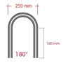 Tube coude à angle 180°, inox (AISI 304)