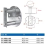Platine de fixation laterale, inox (AISI 316), différentes dimensions