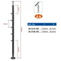 Poteau inox avec ancrage au sol, tube rond, rosace de couverture, 5 supports de barre traversante (Ø12 mm) et support de main courante avec joint (AISI 316), différentes dimensions